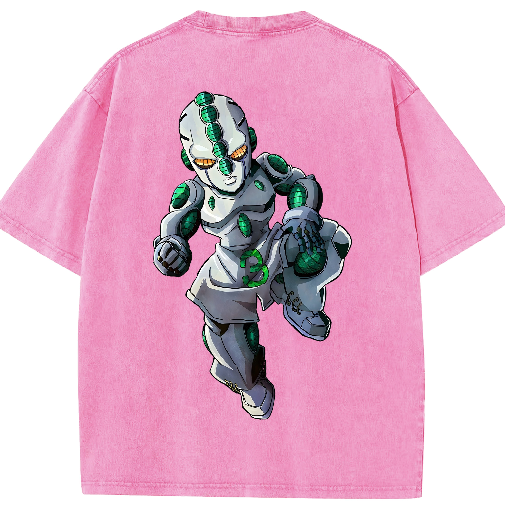 （画像用） ジョジョの奇妙な冒険 広瀨康一 JoJo's Bizarre Adventure Hirose Koichi 綿100% ヴィンテージ風 半袖Tシャツ（背面プリント）